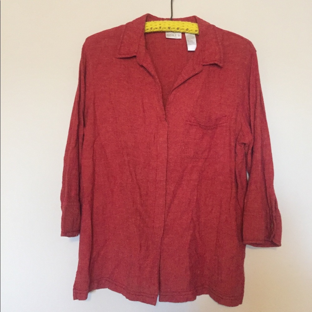 Vintage Koret linen floral embroidered blouse L